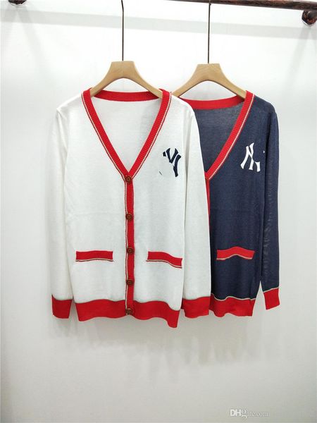 

430 2019 осень бренд тот же стиль свитер пуловер с длинным рукавом v образным вырезом синий белый флора печати роскошная женская одежда цянь, White;black