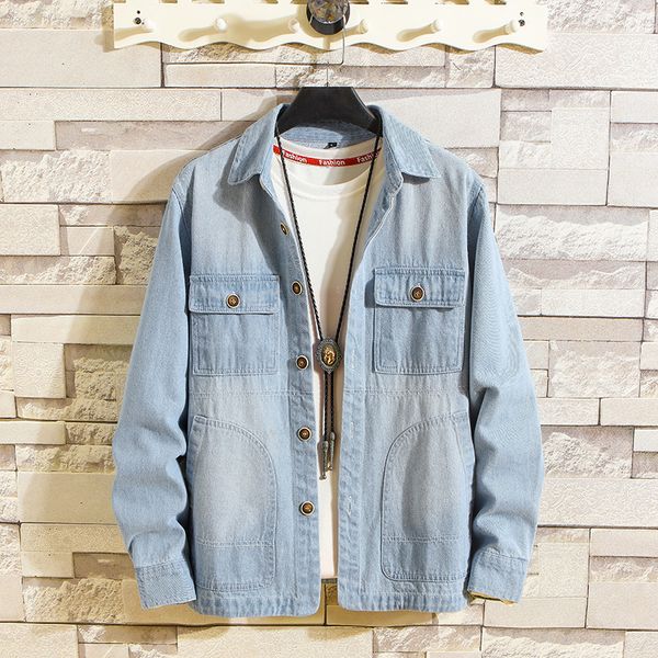 

2020 spring denim jacket mens streetwear vintage jean jacket chaqueta hombre male hip hop japanese solid outwear bomber, Black;brown