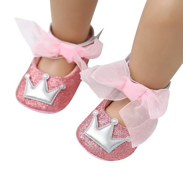 

princess baby girls bow knot riband fashion hook&loop toddler first walkers kid shoes soft soled non-slip footwear crib shoes