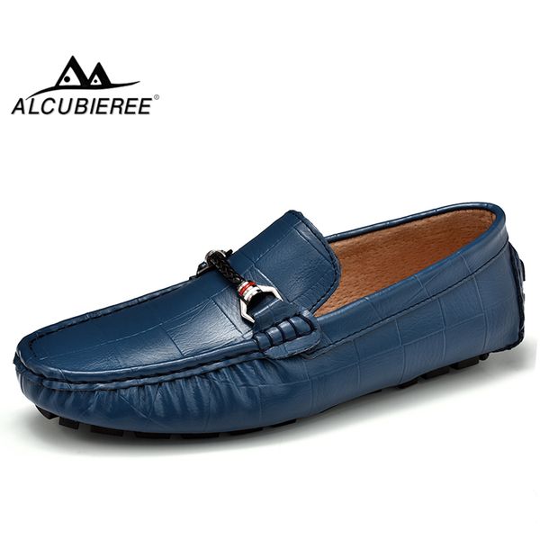 

alcubieree brand mens loafers casual slip-on moccasins outdoor lightweight flat driving shoes split leather gommino boat shoes, Black