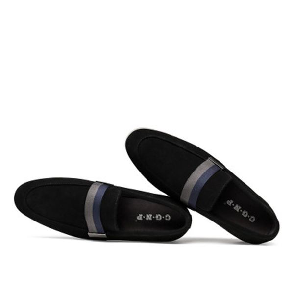 

loafers shoes men 2019 new business style restoring shallow mouth men shoes comfortable ventilation genuine leather, Black