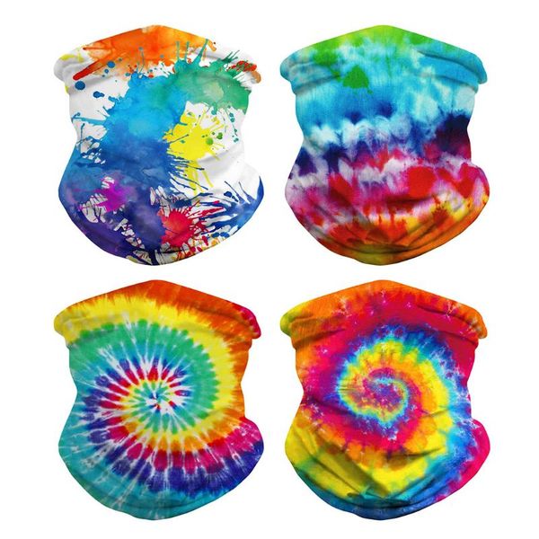 

color tie-dyed face towel multifunction seamless face cover neck tube headwear 77uf, Black