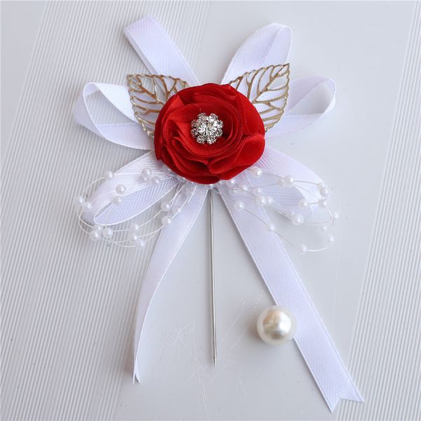 6picecred Silk Ribbon Groom Boutonniere Wedding Prom Ceremony