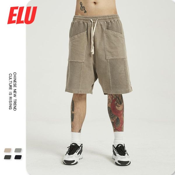 

men's loose hip hop sportwear club shorts with cargo pockets, White;black