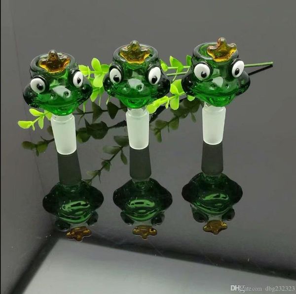 Green Frog Bubble Head Großhandel Bongs Ölbrenner Rohre Wasserpfeifen Glaspfeife Bohrinseln Rauchen Fre