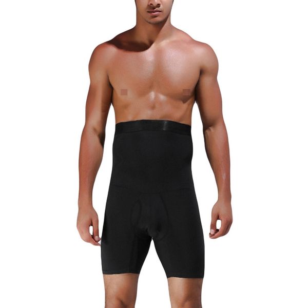 

men shaping underwear fitness high waist abdomen tummy slim control shaping men underwear shaper shorts super elastic pants 1, Black;blue