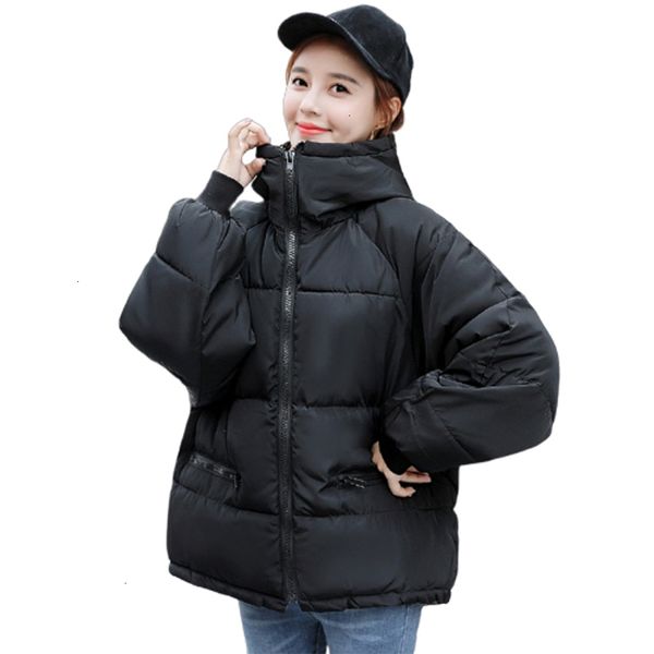 

2019 winter women short jacket women's hoods with stand -up collar parka cato fat wearing herf new fashion overcoat, Black
