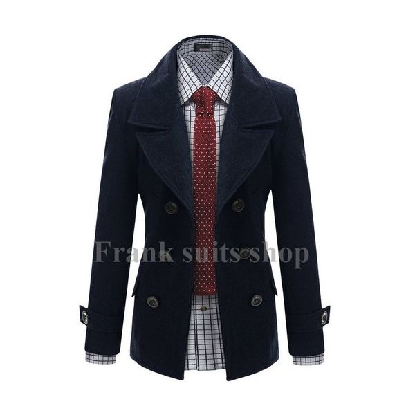 

custom made 2017 fashion men woolen coat casual business overcoat mens double breasted coats mens trench coat, Black
