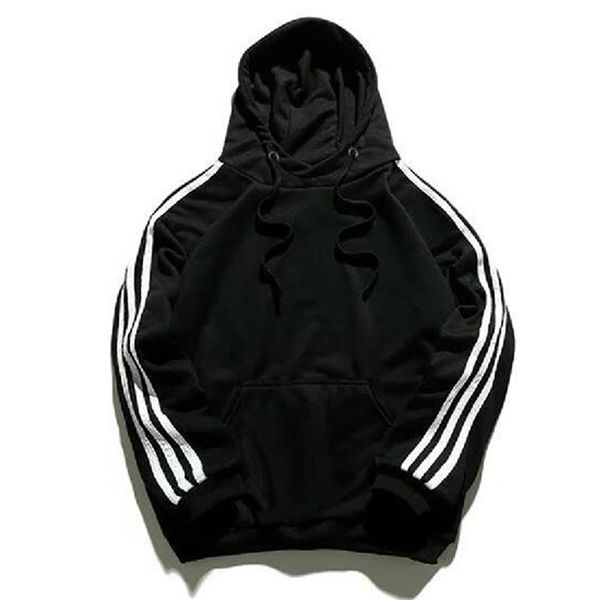 

hip hop striped hooded sweatshirt men women 2019 autumn winter casual long sleeve pullover hoodies male streetswear outwear, Black