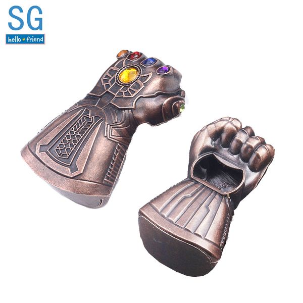 

sg thanos infinite power glove gauntlet men bottle opener keychains 3 infinity war keyring cosplay gift, Silver