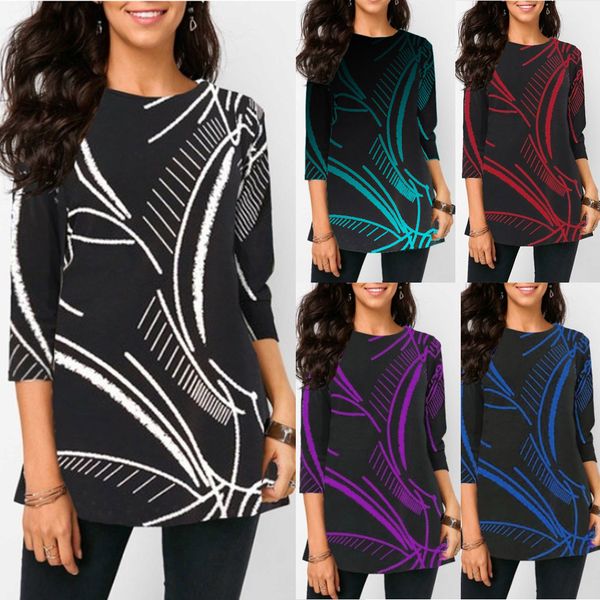 

2021 european autumn new round neck long sleeve loose printed seven-point sleeve chiffon shirt, support mixed batch, White