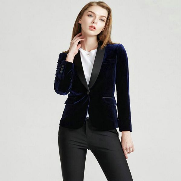 

velvet black fashion korean style women suit office suit womens blazer, White;black