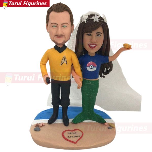 

mermaid bride wedding captain kirk wedding beach personalized cake er custom bobble head personalized beach