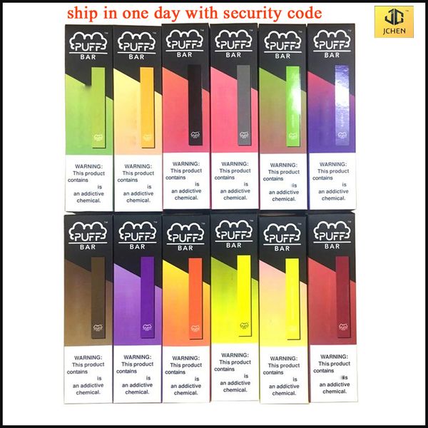 

Puff Bars 18 Colors newest Disposable Vape Device 280mAh Battery 1.3ml Cartridge Puff Bar Pre-filled Kit with Security Codes puff bars plus