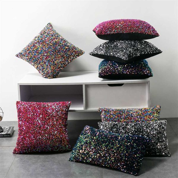 

luxury sequin cushion cover decorative cushions for sofa colorful sequin pillow case home decor throw pillow cover 30*50/45*45cm
