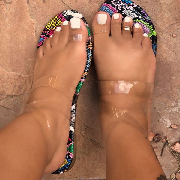 

transparent pvc sandals for 2020 summer large size round head fashion slippers women jelly shoes women slides beach shoes, Black