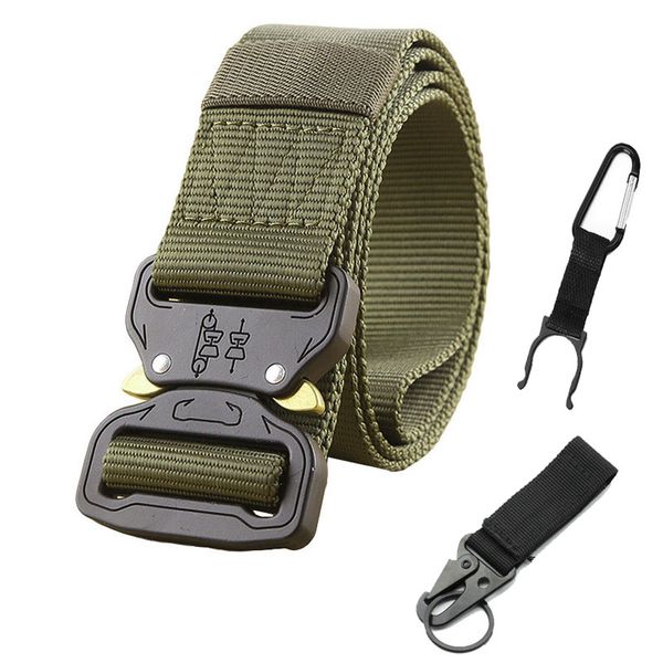 

nylon belt men tactical belt metal buckle army swat heavy duty equipment carry combat survival waistband 120-140cm, Black;gray