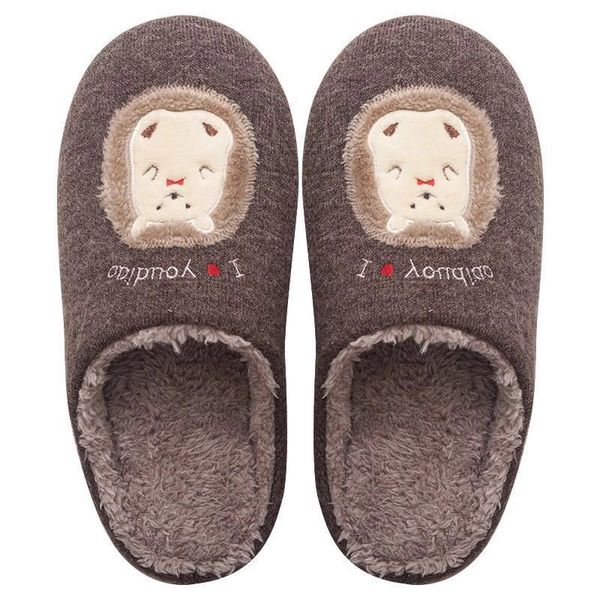 

coslony indoor house slipper soft plush cotton animal slippers shoes large size floor home plush slippers men shoes for bedroom, Black