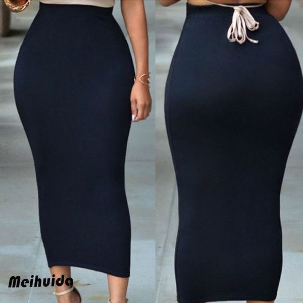 

multi colors women skirt winter solid work wear package hip pencil midi skirt autumn winter bodycon femininas, Black