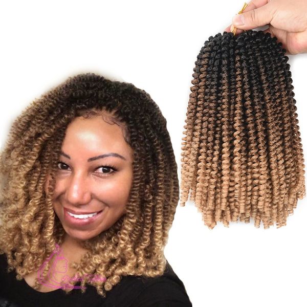 

20cm,8inch 3pcs/pack marlybob kanekalon havana mambo afro kinky curly spring twist hair crochet braiding hair extensions handmade braid hair, Black
