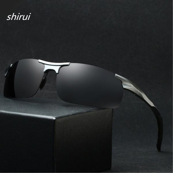 

2019 aluminum magnesium men sunglasses polarized sports driving night vision goggles sunglass fishing uv400 rimless sun glasses, White;black