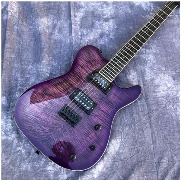 

бесплатная доставка фиолетовый пламя клен топ tl электрогитара, морское ушко точка инкрустированные палисандр гриф