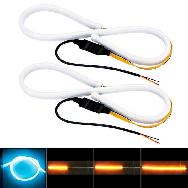 

2pcs 60cm universal led daytime running light flexible soft tube angel eyes flowing turning signals light car accessories