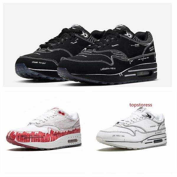 

2020 new tinker sketch to shelf atmos 1 red black white mens running shoes for men trainers women designer sneakers 5.5-11