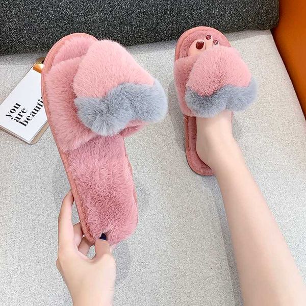 

shoes home slippers women's pantofle luxury slides lady fur flip flops massage 2020 summer soft designer flat girl plush rubber, Black