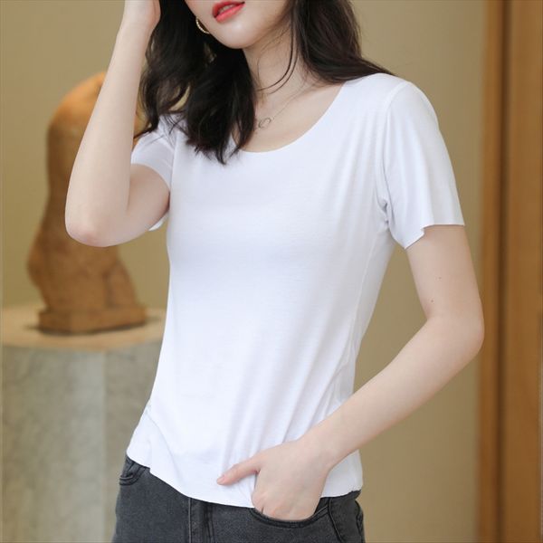 

2020 women's base seamless round collar short sleeve t- female 2020 women's base seamless round collar shirt short sleeve t-shirt, White