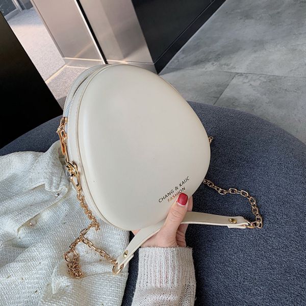 

casual chains oval crossbody bag women's bag simple pu solid color shoulder bags designer messenger bags ladies bolsa feminina