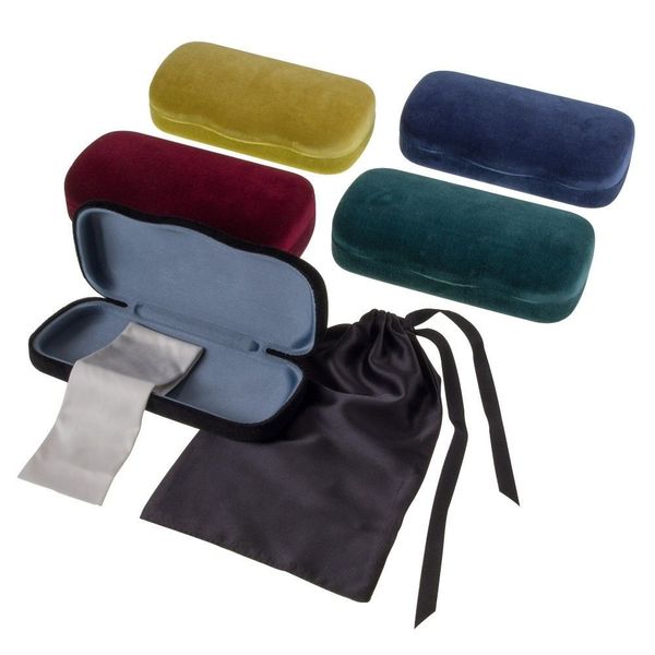 Novo estojo para óculos de sol preto verde vermelho azul roxo veludo estojo pequeno estojo de veludo para óculos de sol estojo rígido bolsa para pano de limpeza armação para óculos