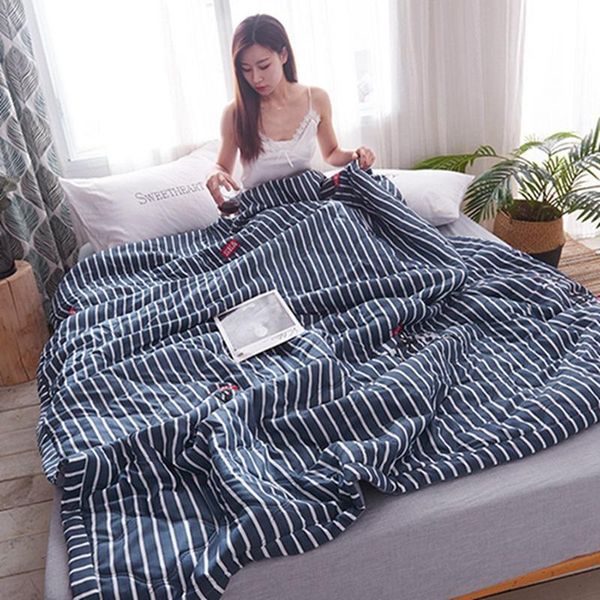 

new natural washed cotton quilted air conditioning summer cool thin quilt bedspread blanket spring and autumn dormitory single student