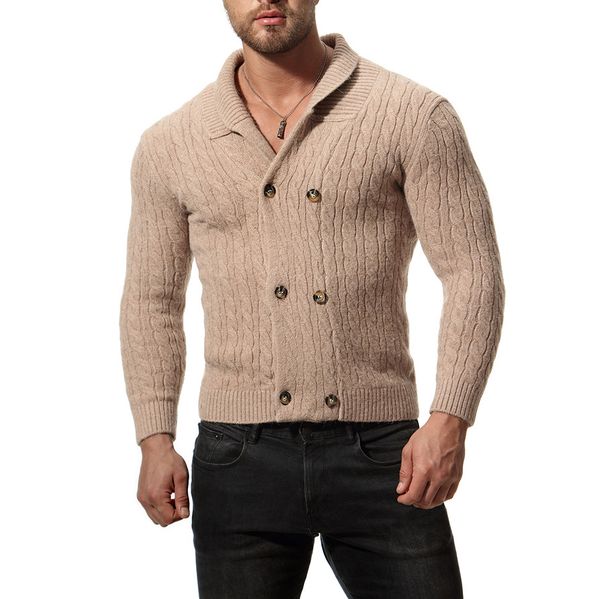 

youth solid men knitted cardigan sweater v-neck double breasted mens long sleeve cardigan slim mens designer sweater, White;black