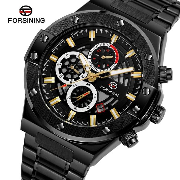 

forsining 2019 multifunctional luminous water resistant mens automatic watches relogio masculino, Slivery;brown