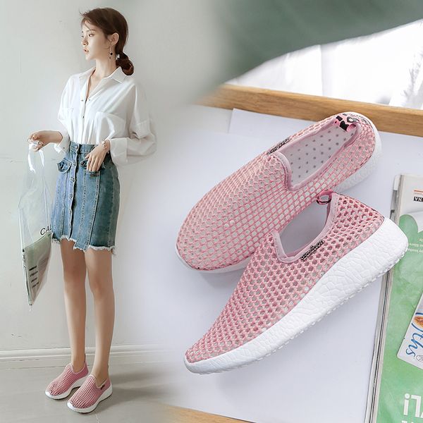 

30% off summer white super light fashion street platform thick heels mesh walking sneakers air breathable outdoor jogging shoes