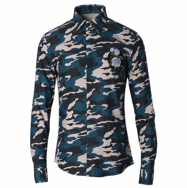 

cloth men's wear camouflage la embroidery duo men long sleeve shirt brand shirt male, White;black