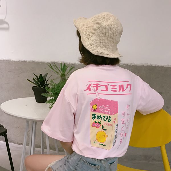 

women shirt women summer japanese letter cute fresh simple soft cotton preppy style short sleeve female t shirts drop shipping, White