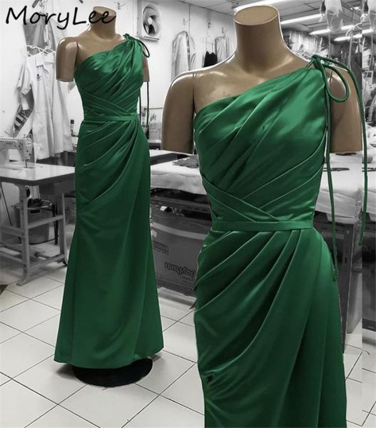 

one shoulder evening dresses sleeveless a-line floor length zipper back green evening dresses vestidos de fiesta de noche, White;black