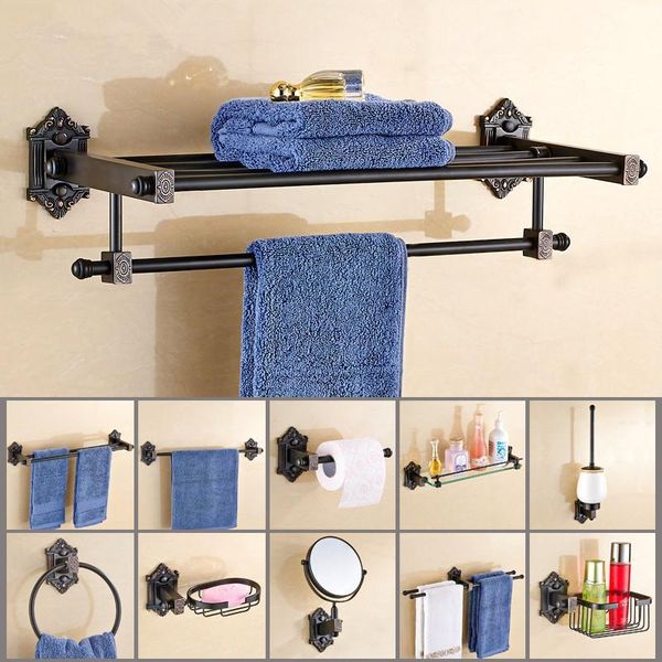 

antique brass carved bathroom accessories set solid brass towel rack toilet brush holder corner shelf hooks bath hardware set