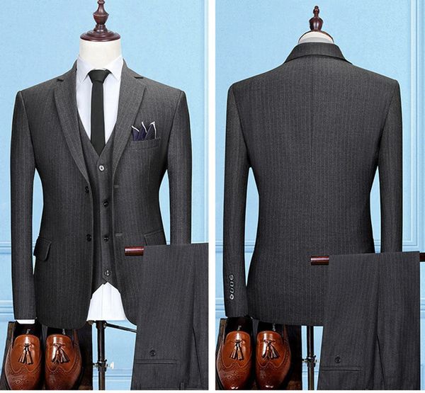 

2019 latest coat pant designs dark grey tweed suit men slim fit formal wedding suits for men 3 pieces men's classic suit ternos, White;black