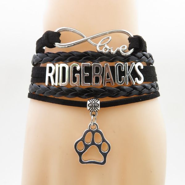 

infinity ridgebacks bracelet dog gift pet paw charm ridgebacks mom brown leather bracelets for women and man, Golden;silver