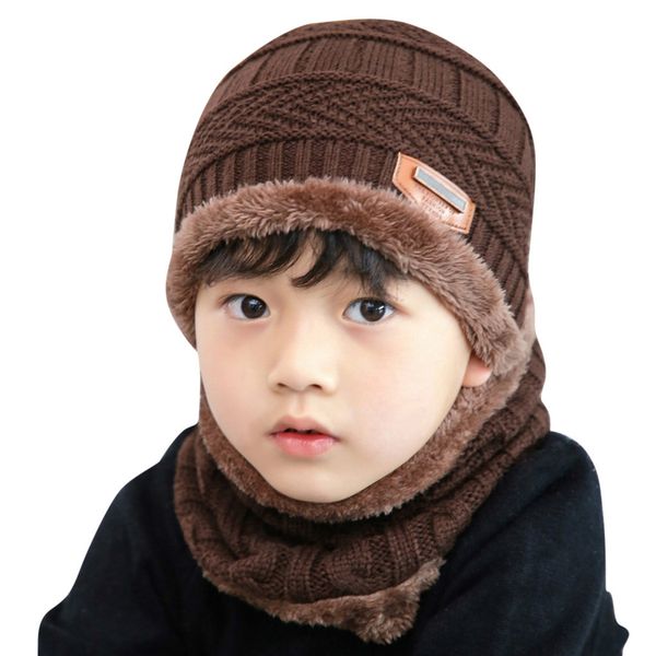

kids winter hats ears girls boys children warm caps scarf set baby bonnet enfant warm knitted cute fashion hat two piece set, Yellow