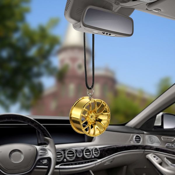 Car Ornament Pendant Metal Wheel Hub Flywheel Hanging Auto