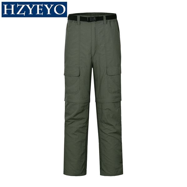 

hzyeyo men summer outdoor uv resistant removable hiking pant quick dry fishing coat trekking pants, p1001, Black;green
