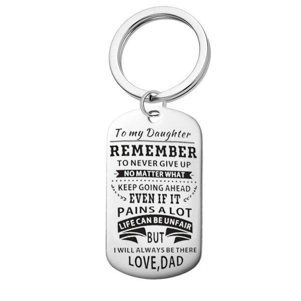 

family gift to my daughter's dad's love of stainless steel lettering pendant daughter dad's card keychain ladies access, Silver