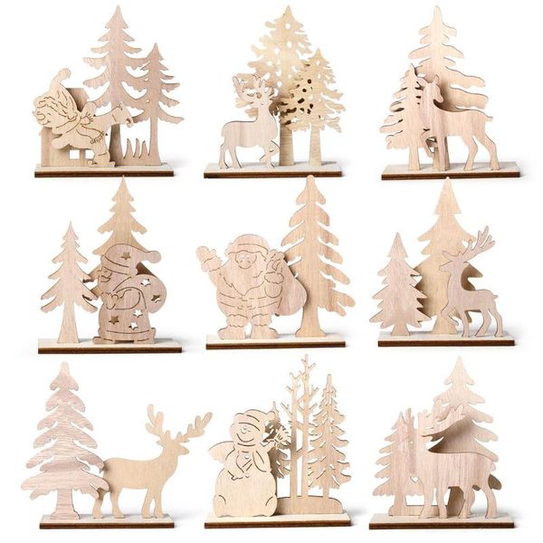 

santa claus snowman elk wooden christmas ornament diy table desk decor