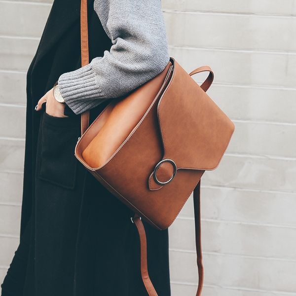 

fashion women backpack leather retro female bag schoolbags teenage girl travel books rucksack shoulder bags cc-81