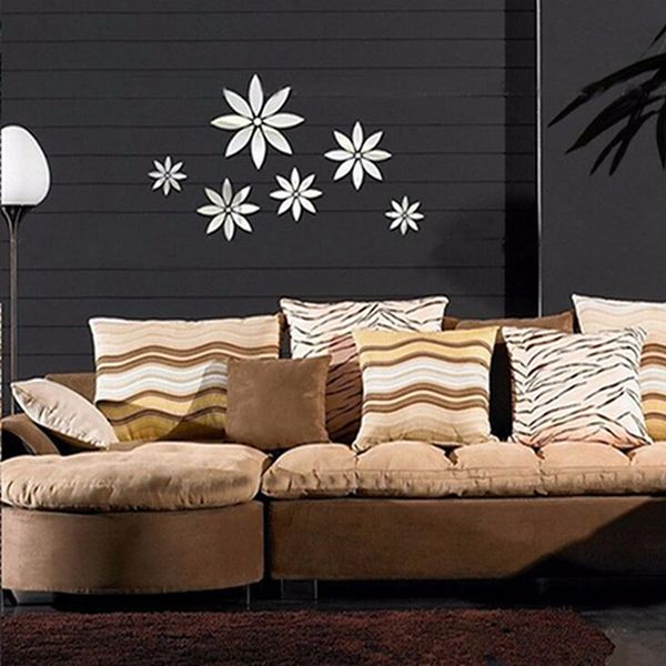 

diy art wall decor stickers acrylic mirror wall stickers creative floral pattern home home decor living room mirrored sticker