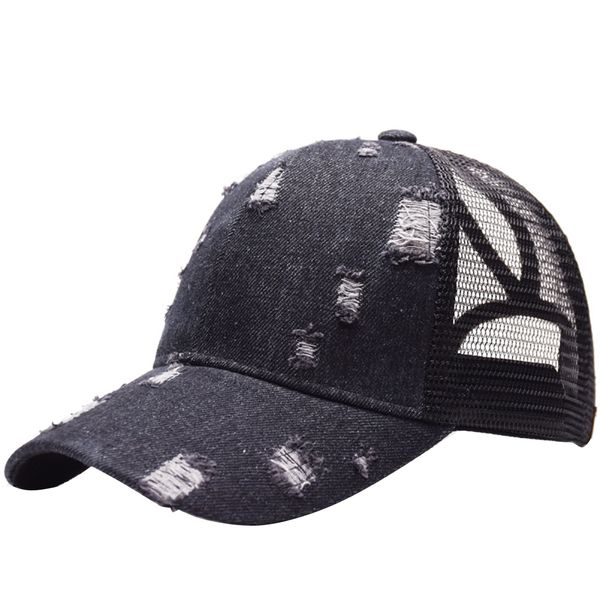 

casual baseball cap all season mesh horsetail hat cowboy hole easy to carry adjustable outdoor sunshade rear opening lightweight, Black;white